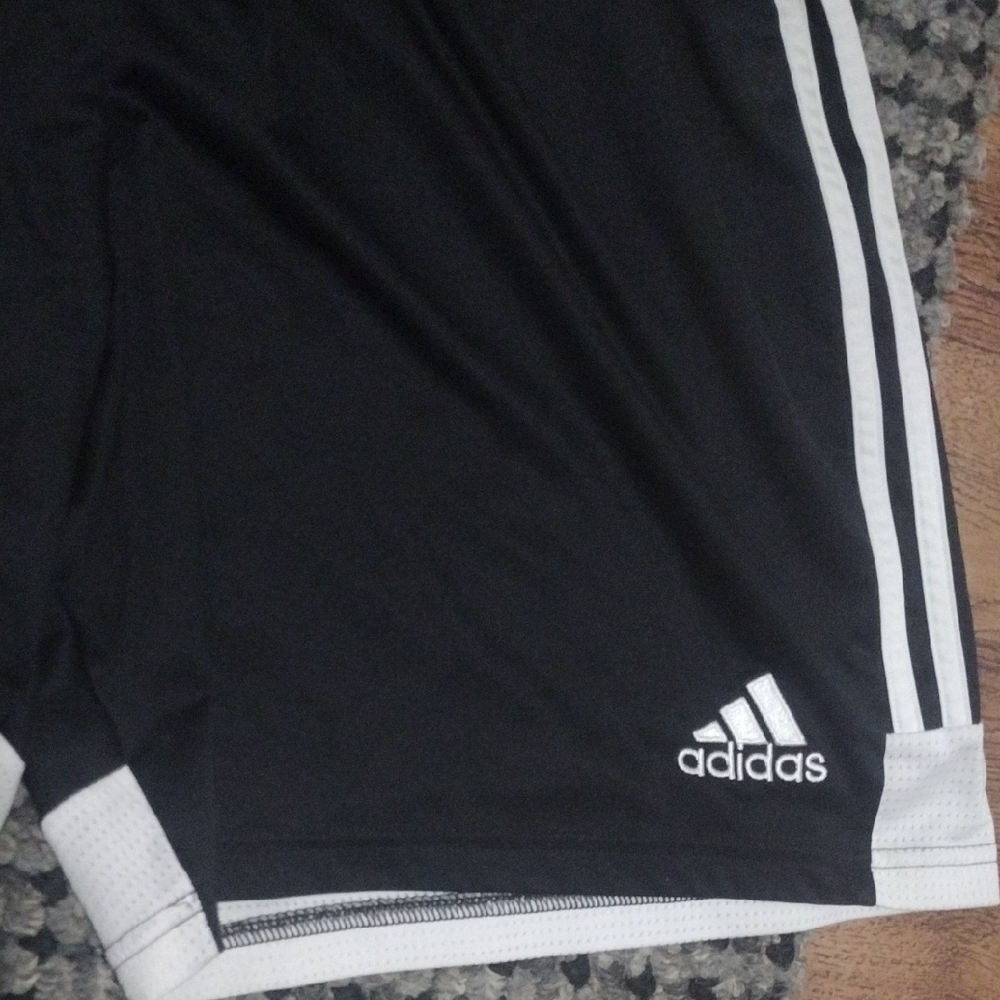 Adidas Men's Black Athletic Shorts with White Stripes - Picture 4 of 7